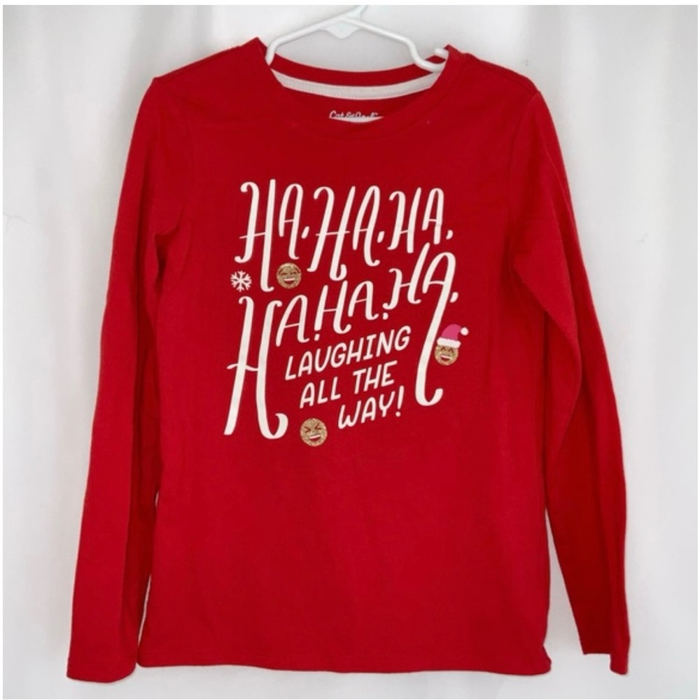 Girl’s Cat & Jack Red Holiday Tee Size S (6/6X)